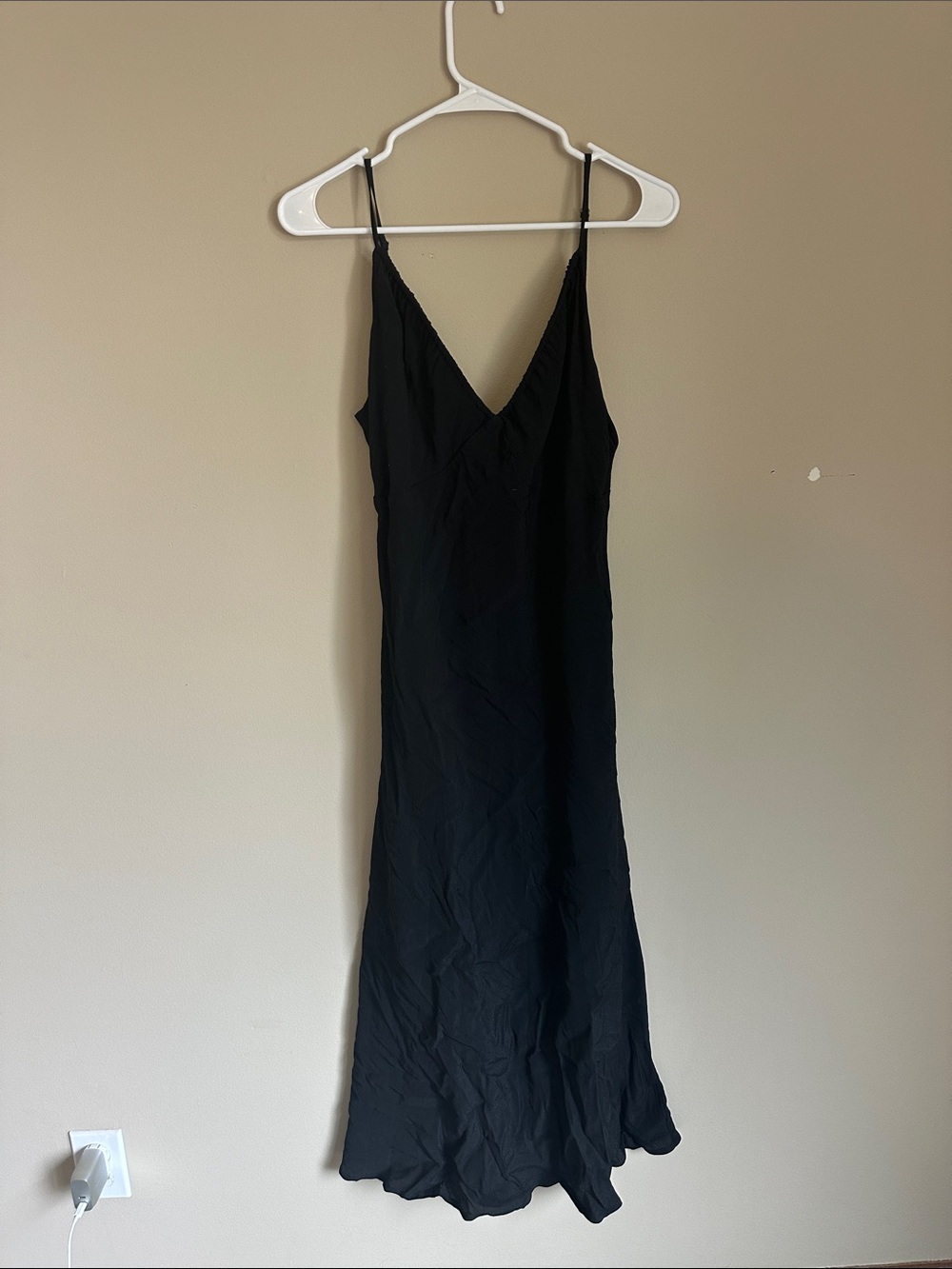 Black Slip Dress with Spaghetti Straps